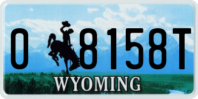 WY license plate 08158T
