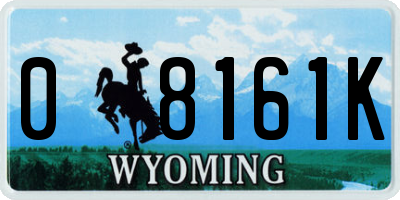 WY license plate 08161K