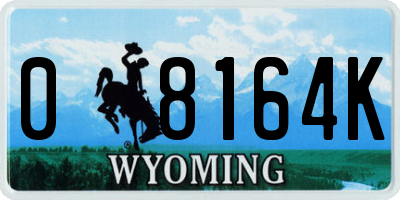 WY license plate 08164K