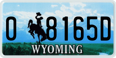WY license plate 08165D