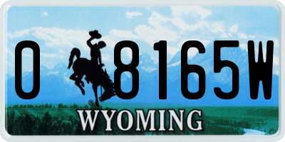 WY license plate 08165W