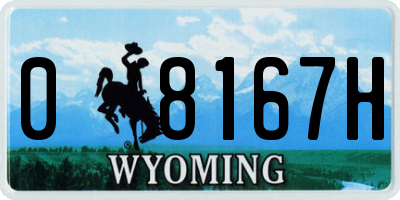 WY license plate 08167H