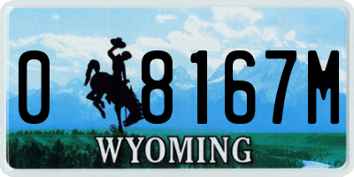 WY license plate 08167M