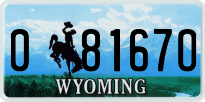 WY license plate 08167O