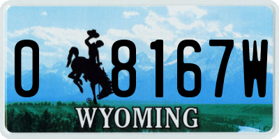 WY license plate 08167W