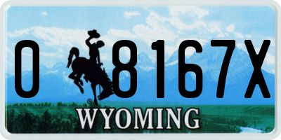 WY license plate 08167X