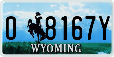 WY license plate 08167Y