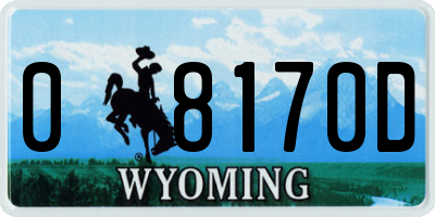 WY license plate 08170D