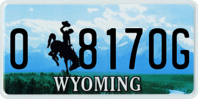 WY license plate 08170G