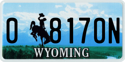 WY license plate 08170N