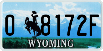 WY license plate 08172F