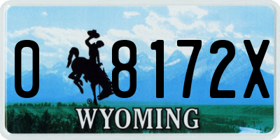 WY license plate 08172X