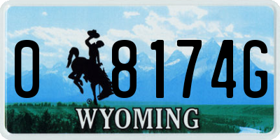 WY license plate 08174G