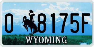 WY license plate 08175F