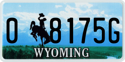 WY license plate 08175G