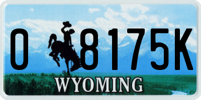 WY license plate 08175K