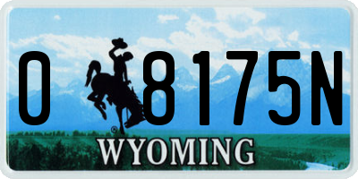 WY license plate 08175N