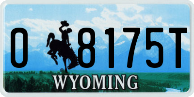 WY license plate 08175T