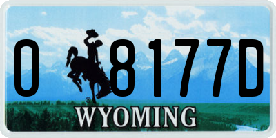 WY license plate 08177D