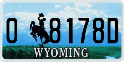 WY license plate 08178D