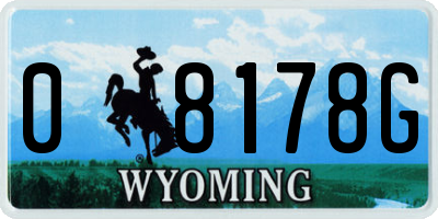 WY license plate 08178G