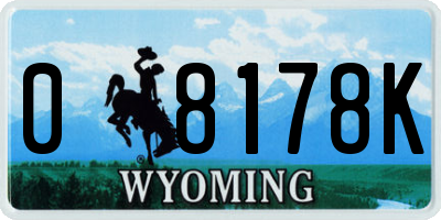 WY license plate 08178K