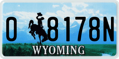 WY license plate 08178N