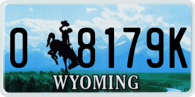 WY license plate 08179K