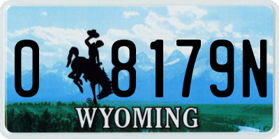 WY license plate 08179N