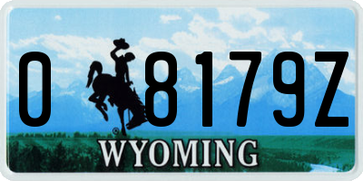 WY license plate 08179Z