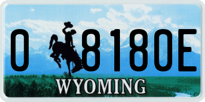 WY license plate 08180E