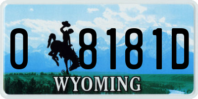 WY license plate 08181D