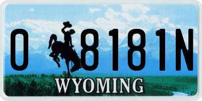 WY license plate 08181N