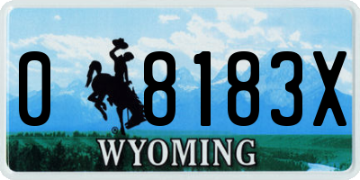 WY license plate 08183X