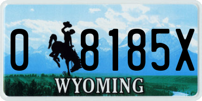 WY license plate 08185X
