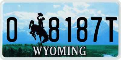 WY license plate 08187T