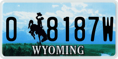 WY license plate 08187W
