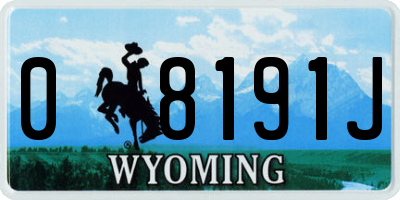 WY license plate 08191J