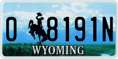 WY license plate 08191N