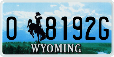 WY license plate 08192G