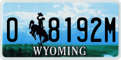 WY license plate 08192M