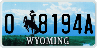 WY license plate 08194A