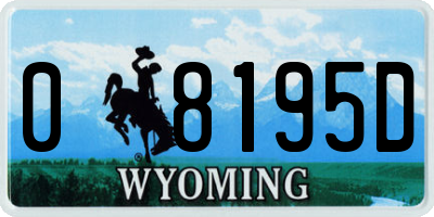 WY license plate 08195D