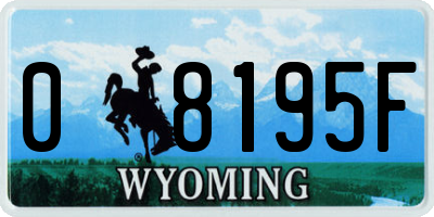 WY license plate 08195F