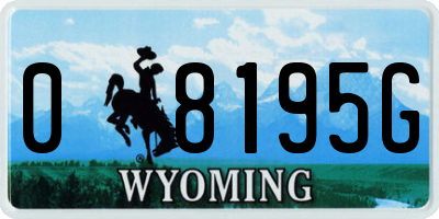 WY license plate 08195G