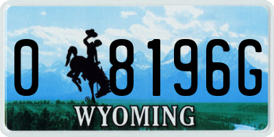 WY license plate 08196G