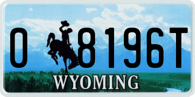 WY license plate 08196T