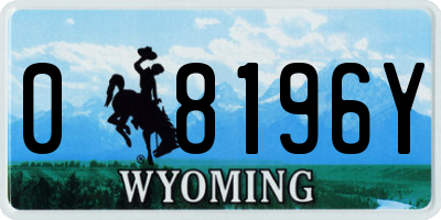 WY license plate 08196Y