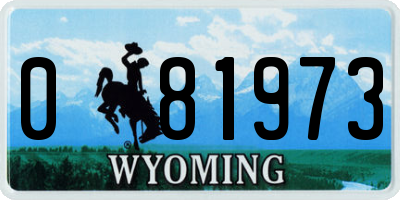 WY license plate 081973