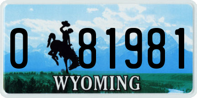 WY license plate 081981